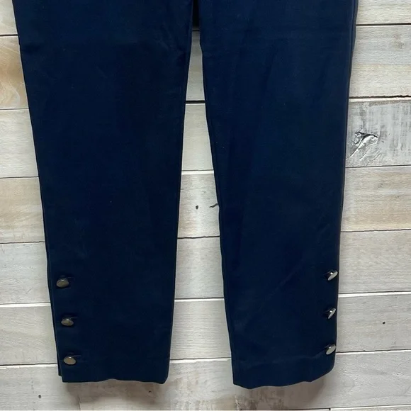 Talbots Hampshire Ankle Trouser Pants Womens 8 Navy Blue Button Cuff Stretch - Picture 8 of 14